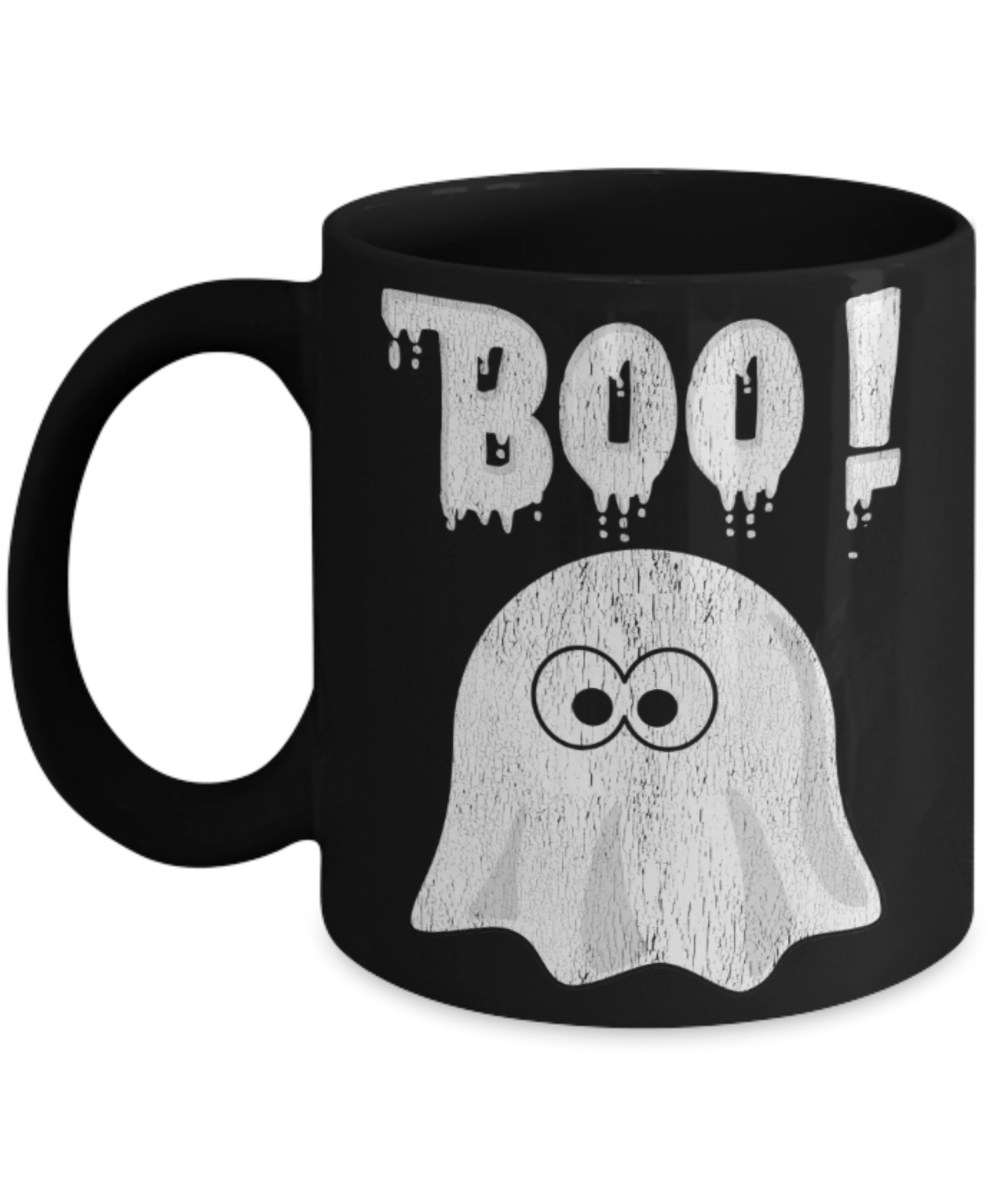 Midnight mug rogue - Boo - Black Porcelain Coffee Mug Cute Ceramic Cup 11 oz