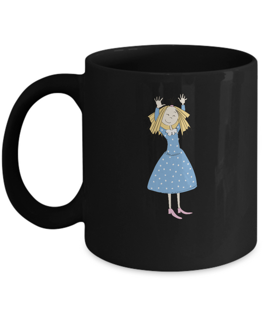 Girl Happy Black Mugs - Funny Christmas Kids Gifts - Porcelain Black coffee mugs 11 oz