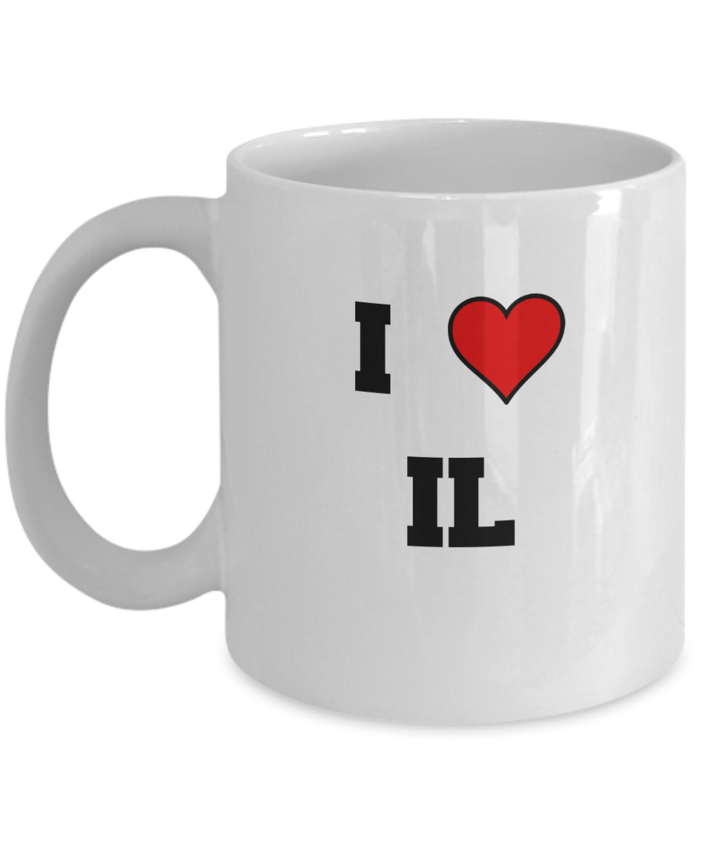 Illinois Mug, I Love Illinois ID Abbreviation USA States Ceramic Coffee Mug Tea Cup Gifts Mugs 11 oz Funny Mugs