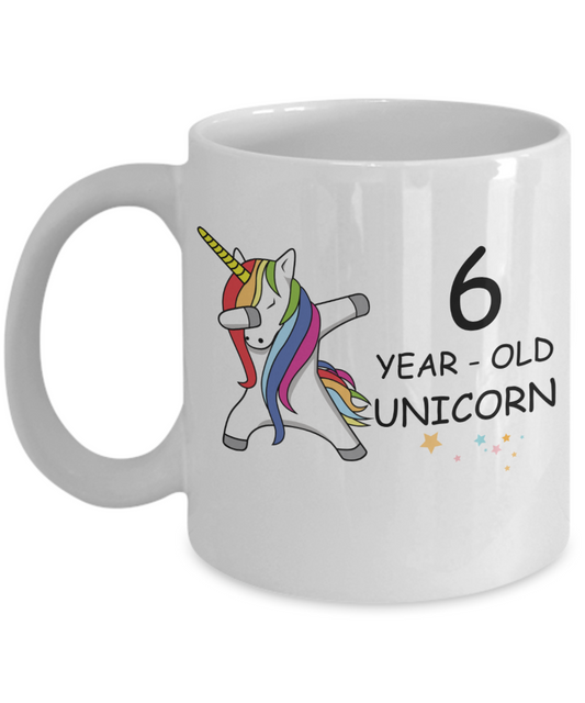 Unicorn Birthday gift 6th Birthday Gift for Women - 6 Year Old Unicorn Dabbing Mug - Funny White Porcelain Coffee 11 oz, 6th Anniversary Bday Gift for   Grandma, Mom, Sister, Bestie - Legends are Born In 2014