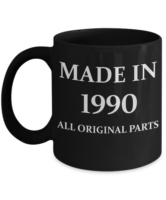 1990 birthday gifts for men cd & women, 28th Birthday Gifts - Made in 1990 All Original Parts - Black Porcelain Coffee Cup,Premium 11 oz Funny Mugs Black coffee cup Gifts Ideas