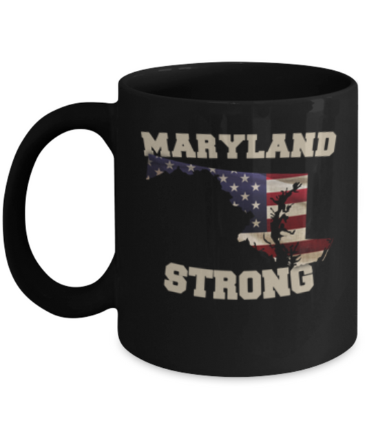Maryland State coffee Black mug - Porcelain Black Funny Coffee Mug, Black coffee mugs 11 oz