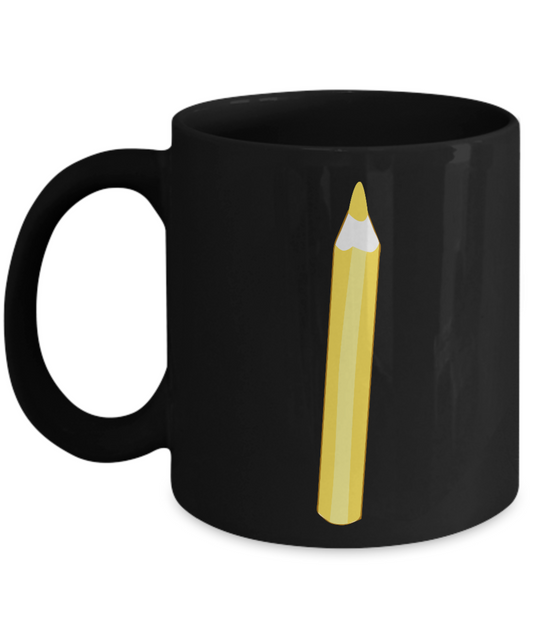 Pencil Smooth Yellow Black Mugs - Funny coffee Black coffee mugs 11 oz