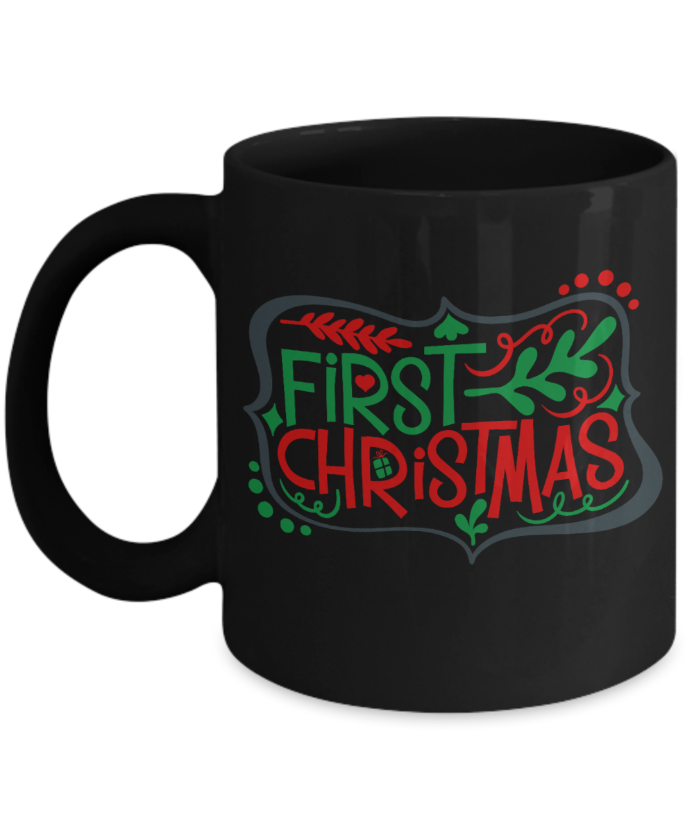 Knightmare before christmas mug - First Christmas - Funny Christmas Gifts Mugs, Christmas Gifts for family Ceramic Cup Black, Funny Mugs Gift Ideas 11 Oz
