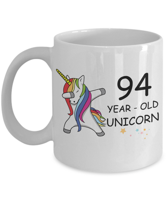 Unicorn Birthday gift 94th Birthday Gift for Women - 94 Year Old Unicorn Dabbing Mug - Funny White Porcelain Coffee 11 oz, 94th Anniversary Bday Gift for Grandma, Mom, Sister, Bestie - Legends are Born In 1926