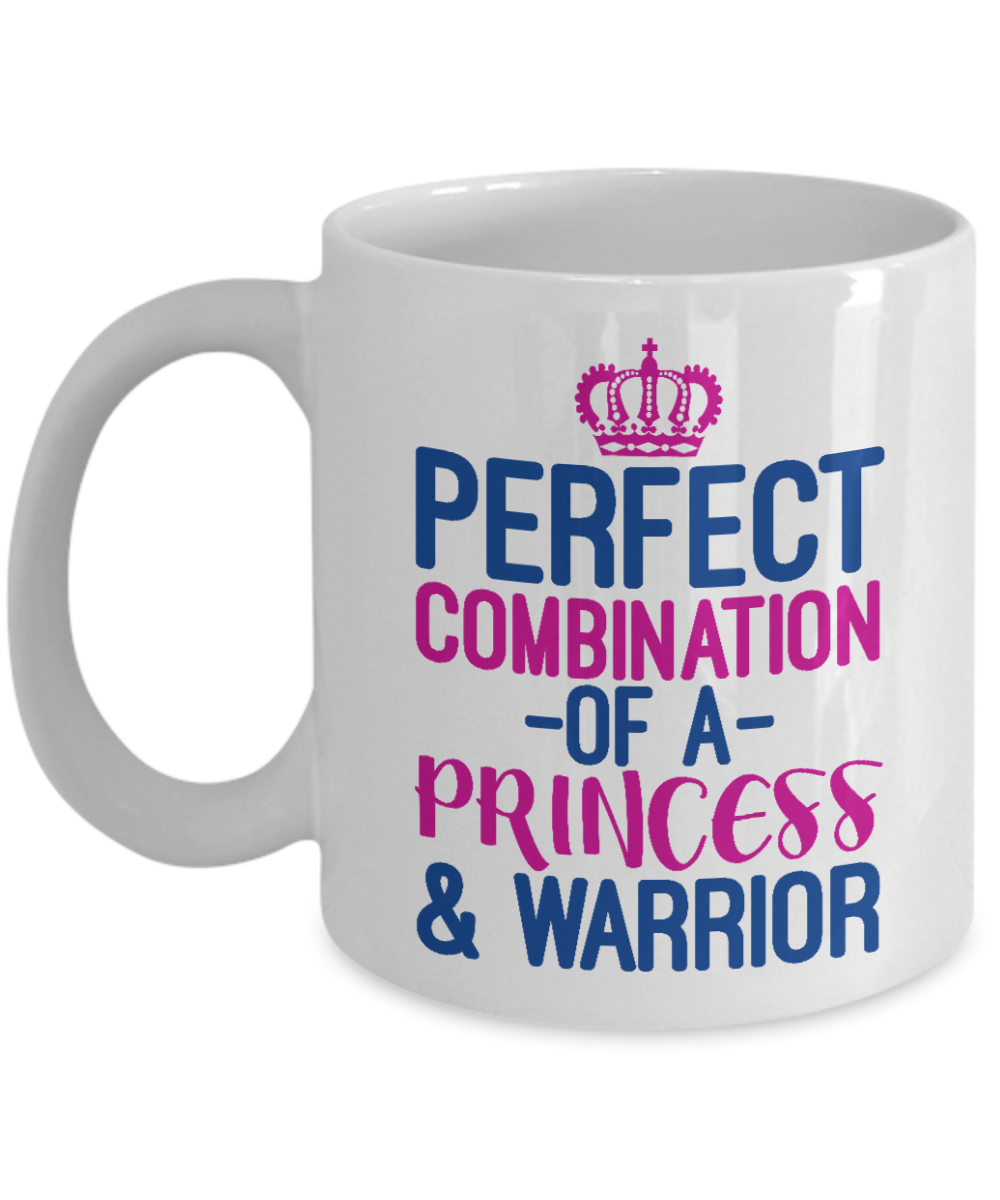 Cute Princess Coffee Mug,Perfect Combination Of A Princess And Warrior-White Porcelain Coffee Mug 11 oz For Daughter,Teen,Women, Girlfriend