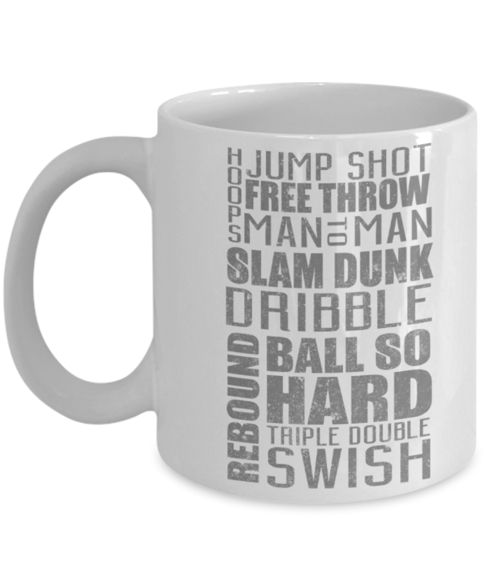 Hoops Jump shot Free throw man to man - Funny White Porcelain Coffee 11 oz