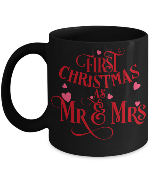 Knightmare before christmas mug - First Christmas as mr and mrs - Funny Christmas Gifts Mugs, Christmas Gifts for family Ceramic Cup Black, Funny Mugs Gift Ideas 11 Oz