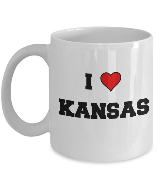 Kansas Tea Coffee Mugs,I Love Kansas USA States Ceramic Coffee Mug Tea Cup Gifts Mugs 11 oz Funny Mugs