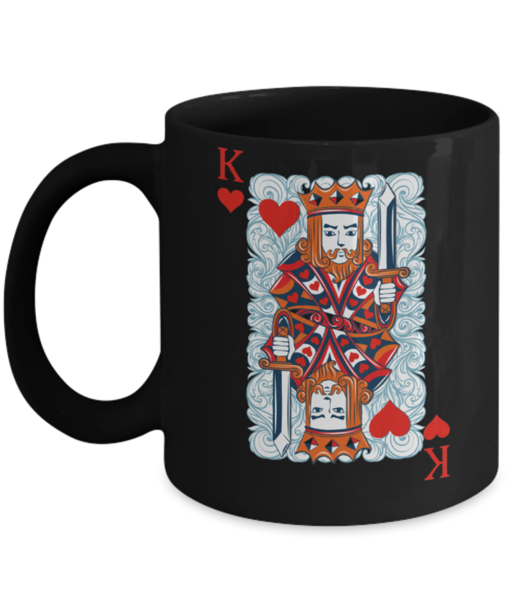Aneversery gift - King Card - Funny Black Porcelain Coffee Mug Cute Ceramic Cup 11 oz