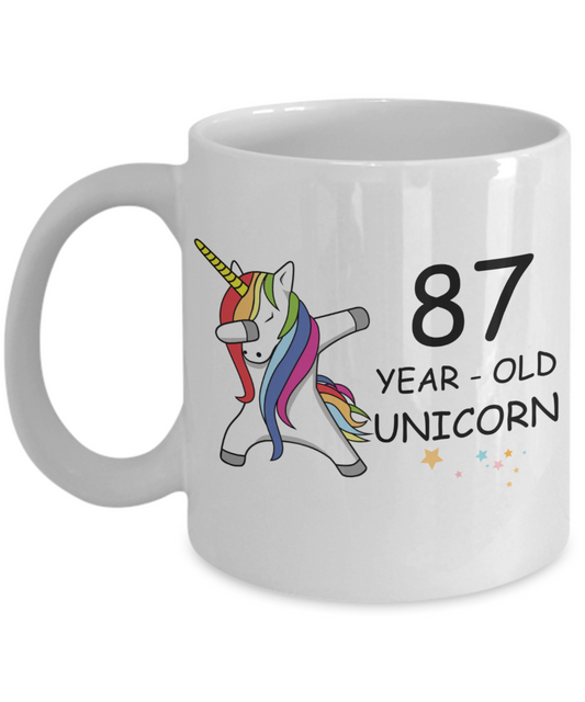 Unicorn Birthday gift 87th Birthday Gift for Women - 87 Year Old Unicorn Dabbing Mug - Funny White Porcelain Coffee 11 oz, 87th Anniversary Bday Gift for Grandma, Mom, Sister, Bestie - Legends are Born In 1934