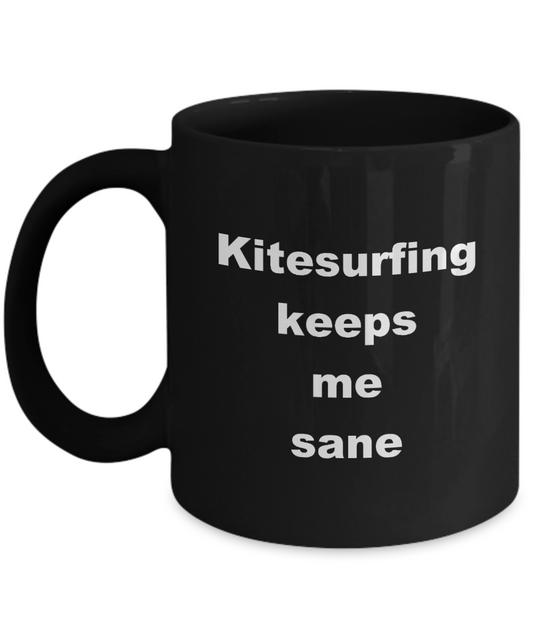 Funny Kayaking Mug,Kayaking keeps me sane-Black Coffee Mug 11 oz