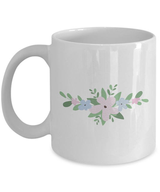 Bouquet Pink Textured White Coffee Mugs - Funny White coffee mugs 11 oz