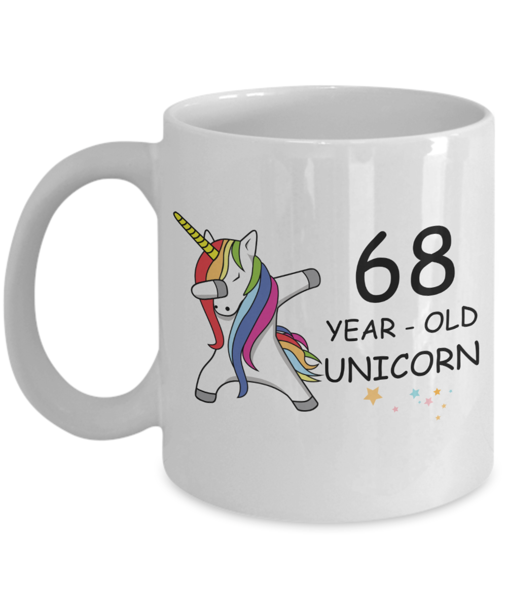 68th Birthday Gift for Women - 68 Year Old Unicorn Dabbing Mug - Funny White Porcelain Coffee 11 oz for Grandma, Mom, Sister, Best Friend, Women, Her - Legends are Born In 1952