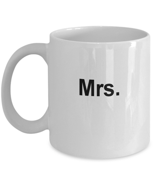 Mr and Mrs coffee mug -Funny Christmas Gifts - Porcelain Coffee Mug Cute Cool Ceramic Cup Black, Best Office Tea Mug & Birthday Gag Gifts 11 oz