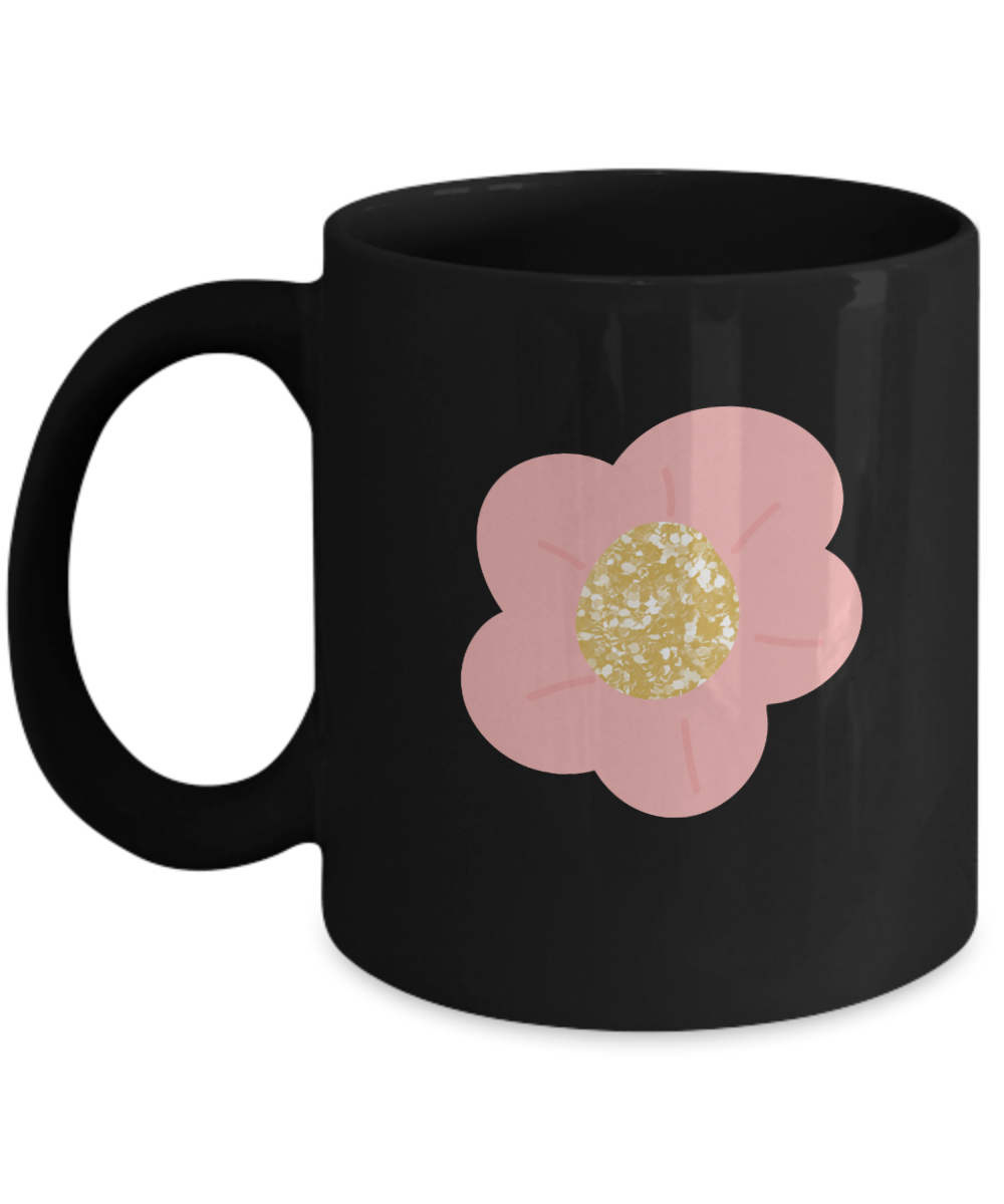 Floral Rose Flower Black Mugs - Funny Christmas Gifts -  Black coffee mugs 11 oz