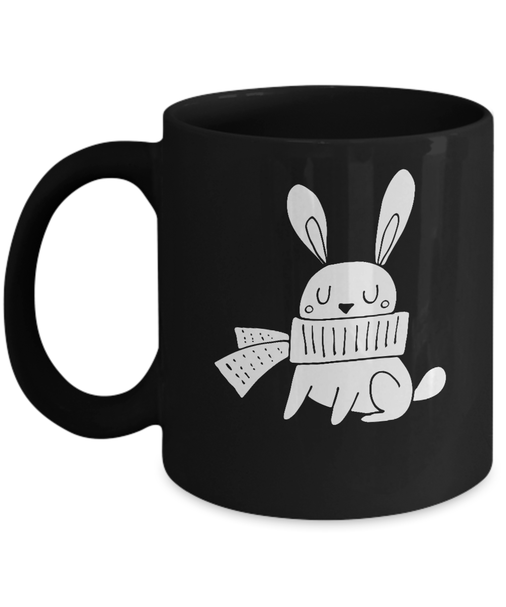 Christmas Doodles Rabbit Black coffee Mugs - Funny Christmas Black coffee mugs 11 oz