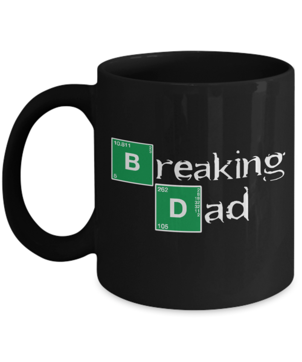 Pop culture lovers mugs , Breaking Dad - Black Coffee Mug Porcelain Tea Cup 11 oz - Great Gift