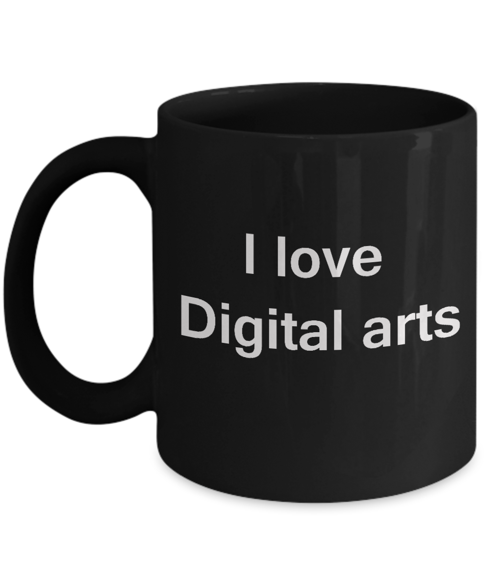 I Love Digital Arts Black Mugs - Funny Hobbies & Valentine Black coffee mugs 11 oz