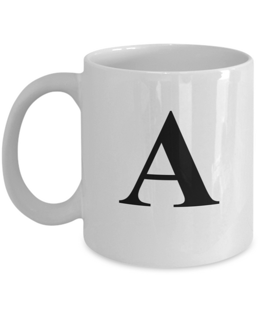 Alphabet Letter Mugs - Funny Coffee Mugs - Porcelain White coffee mugs 11 oz