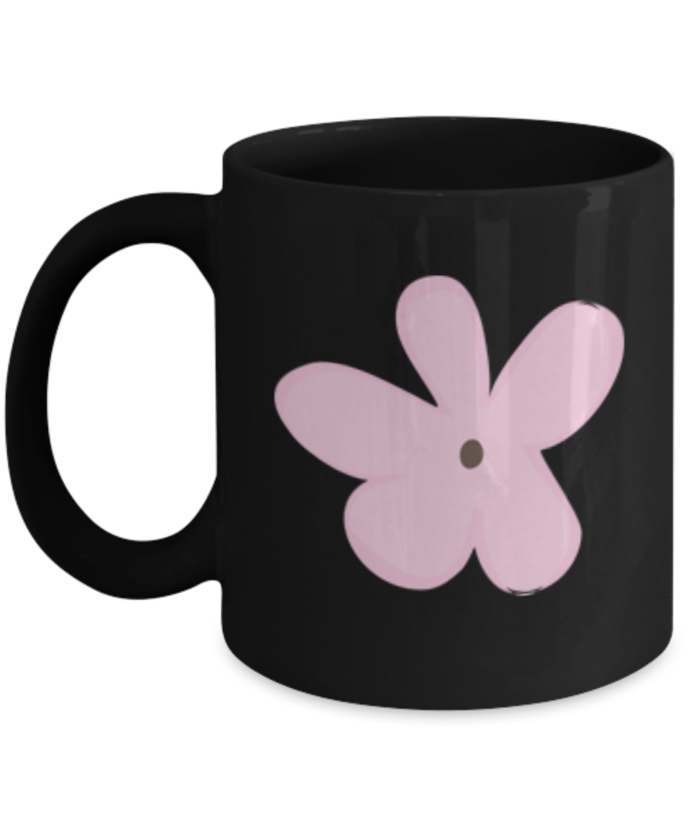 Flower Smooth 5 Black Mugs - Funny coffee mugs - Porcelain Black coffee mugs 11 oz