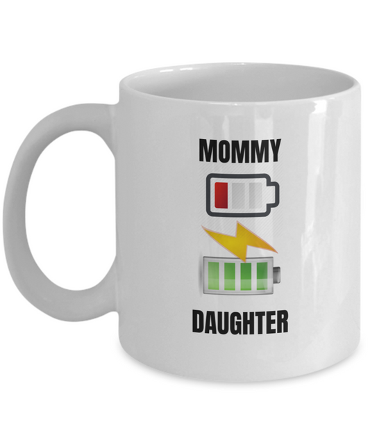 Funny Mom Gifts - MOM LOW BATTERY OFF - Mothers Day Gift White coffee mugs 11 oz