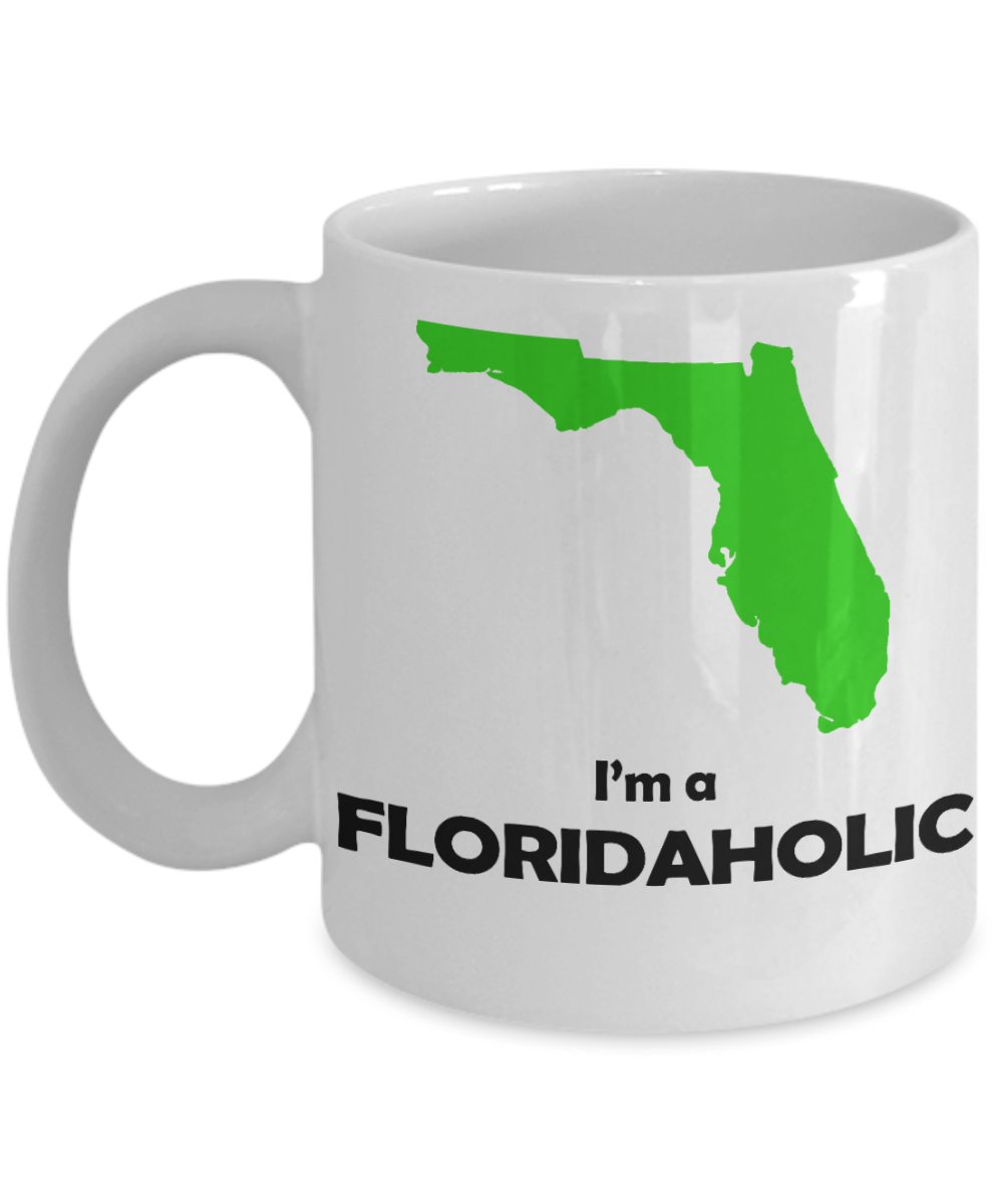 Florida State Love Personalized Gift Coffee mug, I Am A Floridaholic-White Porcelain Coffee Mug 11 oz