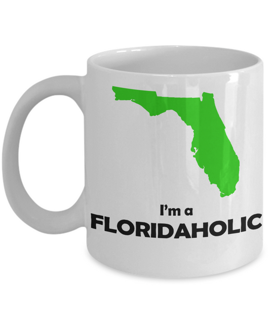 Florida State Love Personalized Gift Coffee mug, I Am A Floridaholic-White Porcelain Coffee Mug 11 oz