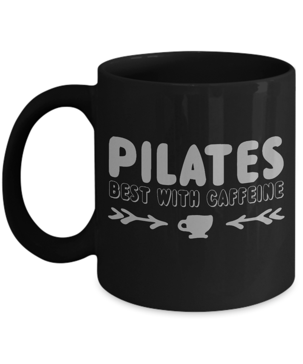 Fitness Freak Coffee Mug, Pilates Best With Caffeine-Black Porcelain Coffee Mug 11 oz For Daughter,Teen,fitness, trainer, instructor