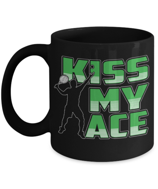Ace Lovers Mugs , Kiss my ace - Black Coffee Mug Porcelain Tea Cup 11 oz - Great Gift