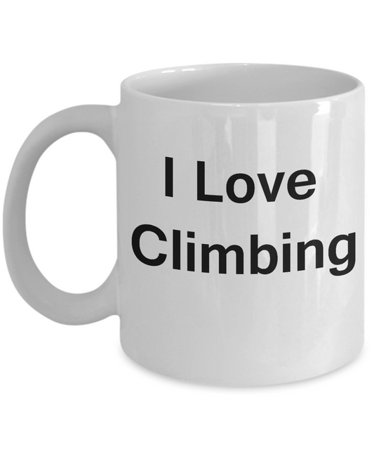 Mountain Climbing Lovers Gifts - I Love Climbing - Valentines White coffee mugs 11 oz