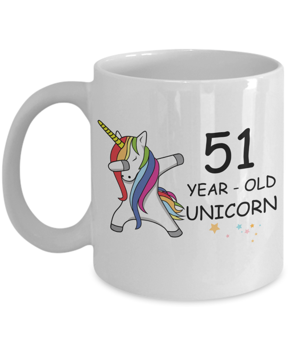 Unicorn Birthday gift 51st Birthday Gift for Women - 51 Year Old Unicorn Dabbing Mug - Funny White Porcelain Coffee 11 oz, 51st Anniversary Bday Gift for Grandma, Mom, Sister, Bestie - Legends are Born In 1969