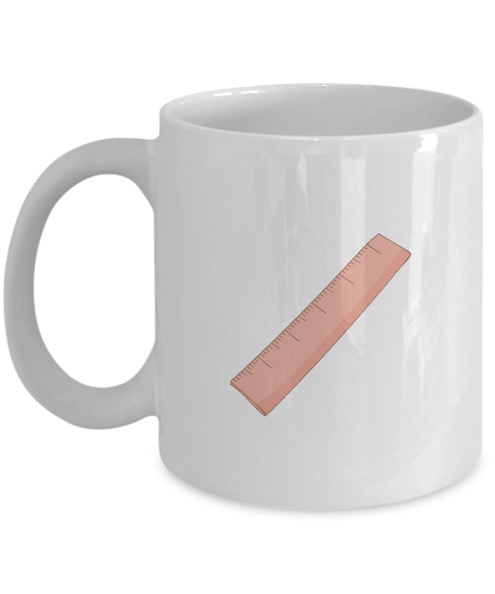 Ruler Red White Mugs - Funny Coffee Mugs - Porcelain White coffee mugs 11 oz