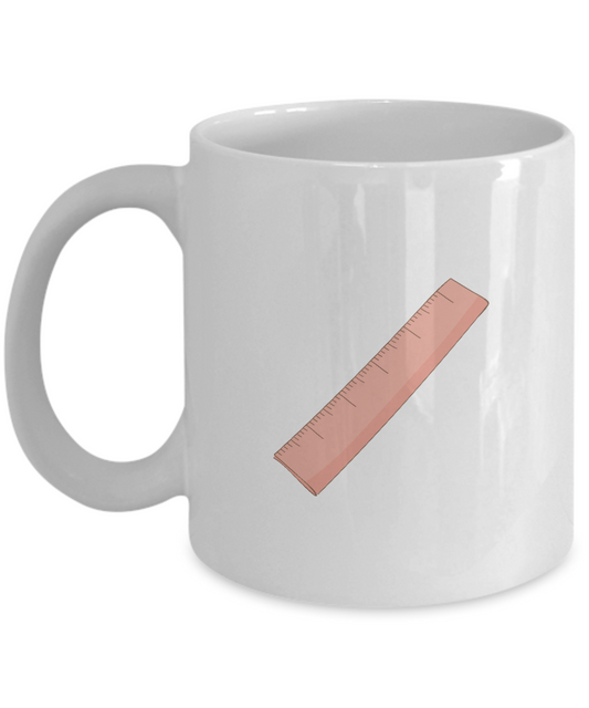Ruler Red White Mugs - Funny Coffee Mugs - Porcelain White coffee mugs 11 oz