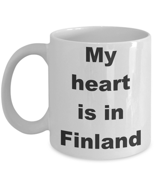 Finland - My heart is in Finland - White Porcelain Coffee Cup,Premium 11 oz Funny Mugs White coffee cup Gifts Ideas