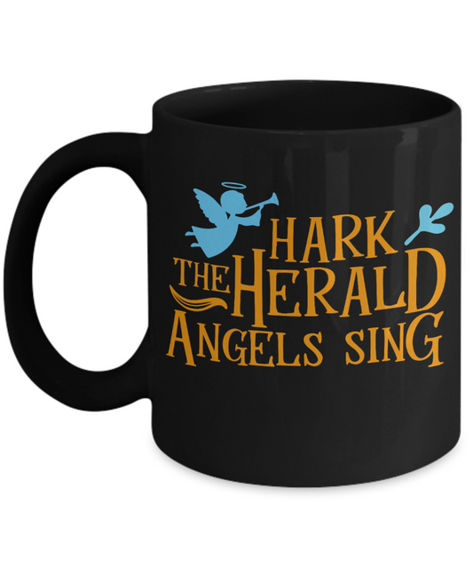 Knightmare before christmas mug - Hark The Herald Angels Sing - Funny Christmas Gifts Mugs, Christmas Gifts for family Ceramic Cup Black, Funny Mugs Gift Ideas 11 Oz