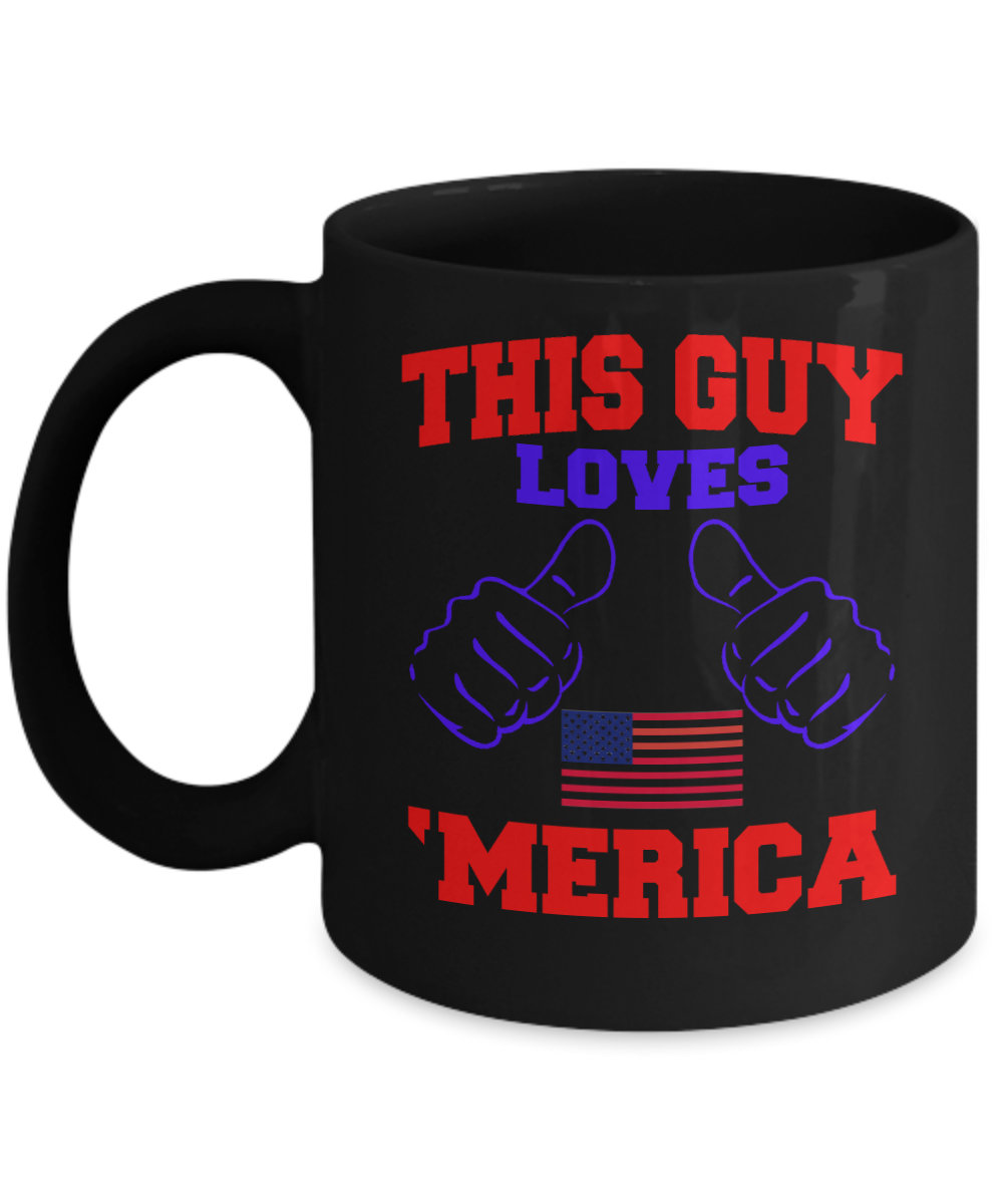 United States Love Personalized Gift Coffee Mug, This Guy Love America-Black Porcelain Coffee Mug 11 oz
