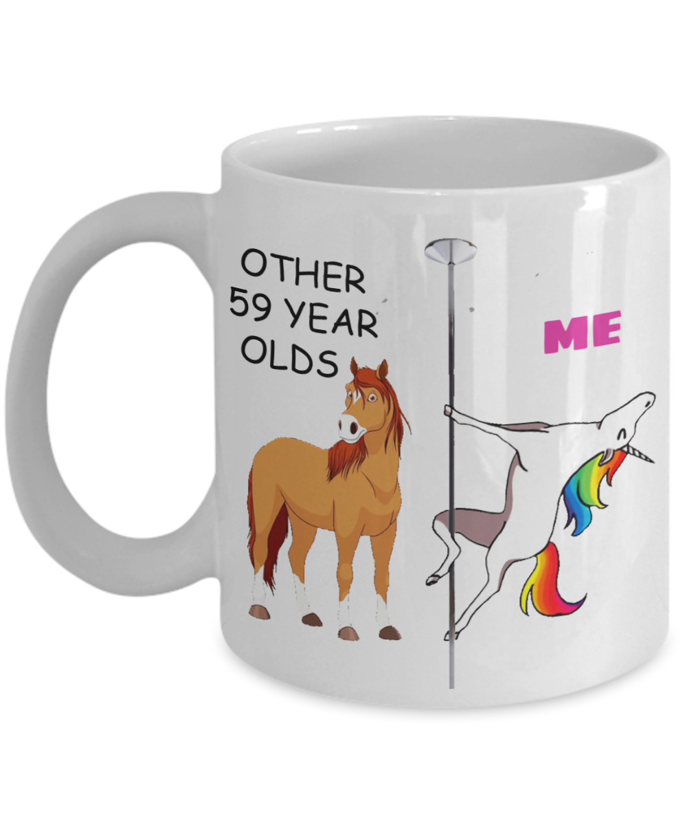 Unicorn Birthday gift 59th Birthday Gift for Women - Other 59 Year Olds Me Unicorn Coffee Mug - Funny White Porcelain Coffee 11 oz for Grandma, Mom, Sister, Best Friend, Women, Her - Born In 1961