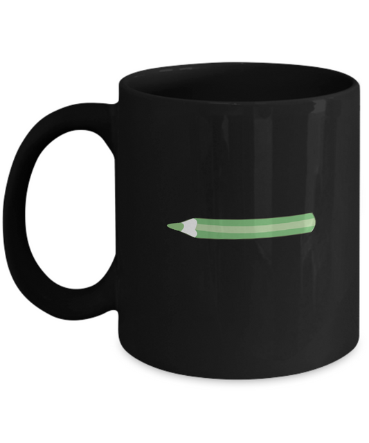 Pencil Green 3 Black Mugs - Funny coffee mugs -Black coffee mugs 11 oz