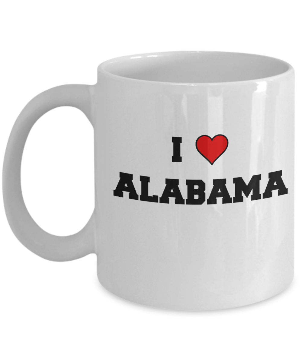 Alabama Tea Coffee Mugs,I Love Alabama Ceramic Coffee Mug Tea Cup Gifts Mugs 11 oz Funny Mugs