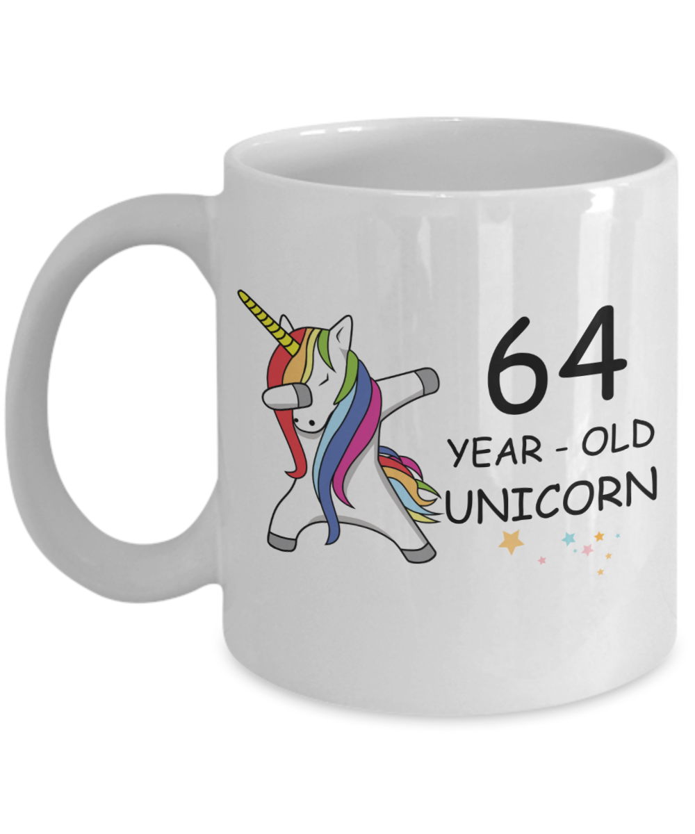 Unicorn Birthday gift 64th Birthday Gift for Women - 64 Year Old Unicorn Dabbing Mug - Funny White Porcelain Coffee 11 oz, 64th Anniversary Bday Gift for Grandma, Mom, Sister, Bestie - Legends are Born In 1956