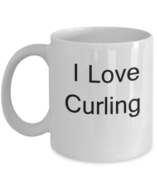 Funny Curling Lovers Mugs - I Love Curling - Valentines White coffee mugs 11 oz