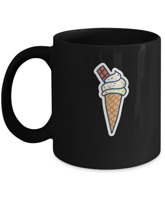 Cone Ice cream Funny Black Mugs - Funny Valentines day Gifts - Black coffee mugs 11 oz
