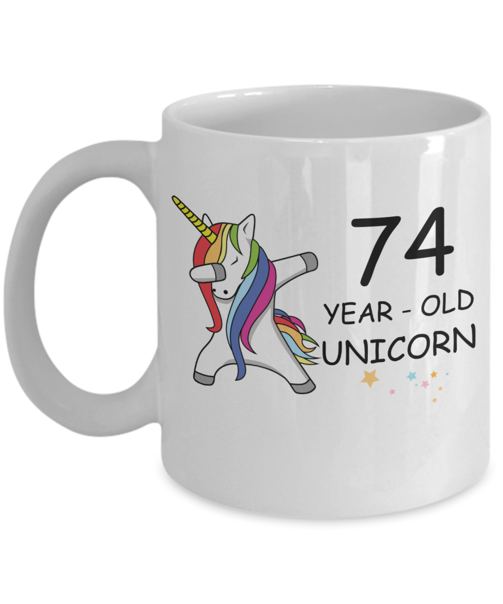 Unicorn Birthday gift 74th Birthday Gift for Women - 74 Year Old Unicorn Dabbing Mug - Funny White Porcelain Coffee 11 oz, 74th Anniversary Bday Gift for   Grandma, Mom, Sister, Bestie - Legends are Born In 1946