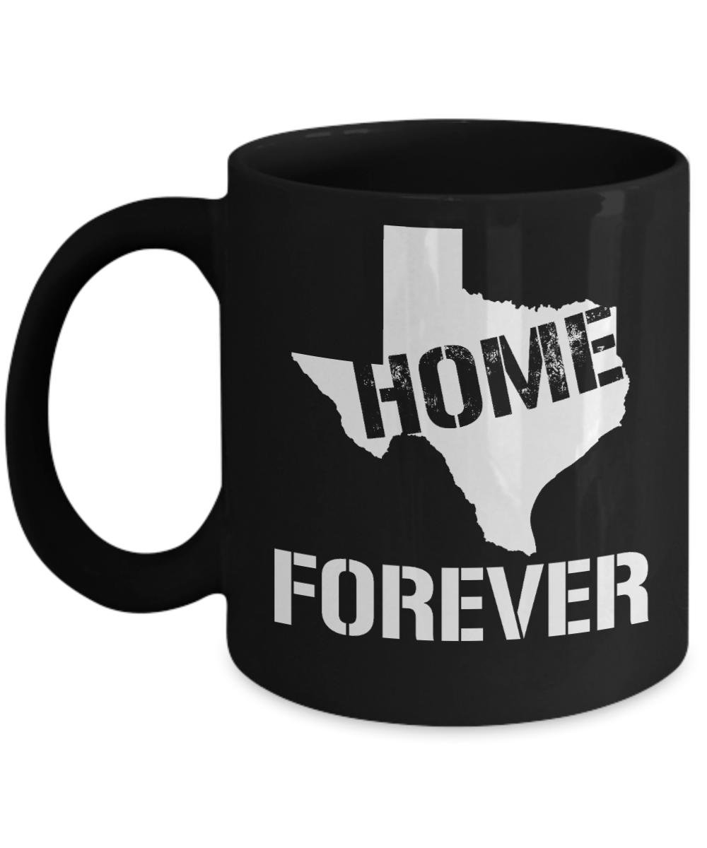 Texas State Love Personalized Gift Coffee Mug, Texas My Home Forever-Black Porcelain Coffee Mug 11 oz