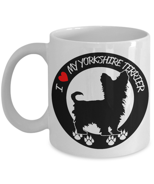 Best Dog Mom Personalized Coffee Mug, I Love My Yorkshire Terrier-White Porcelain Coffee Mug 11 oz