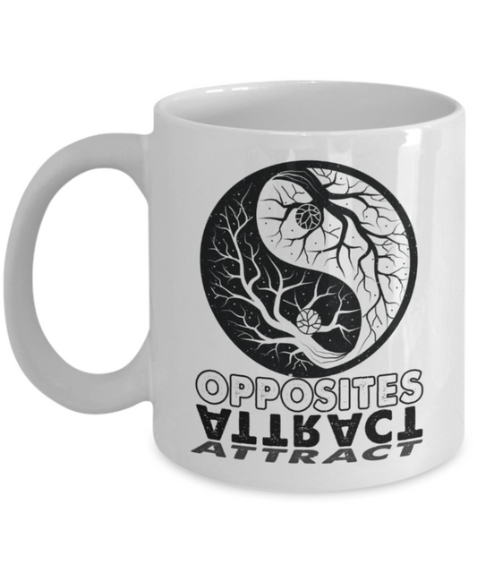 Opposites attract - Funny White Porcelain Coffee 11 oz