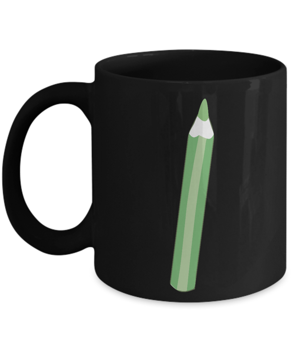 Pencil Smooth Green Black Mugs - Funny coffee Black coffee mugs 11 oz