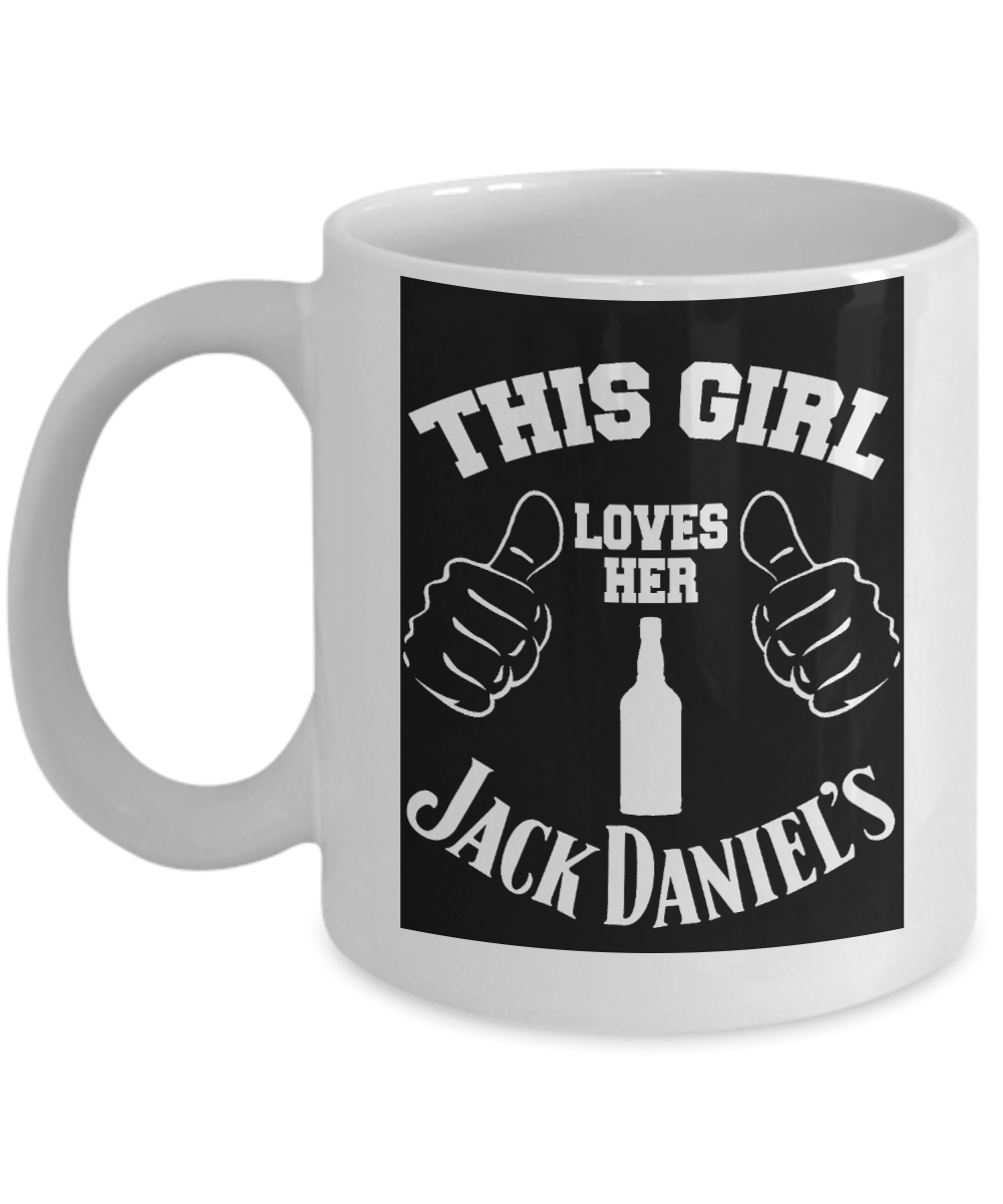 There Is A Chance This Is Whiskey, This Girl Loves Her Jack Daniels-White Porcelain Coffee Mug 11 oz
