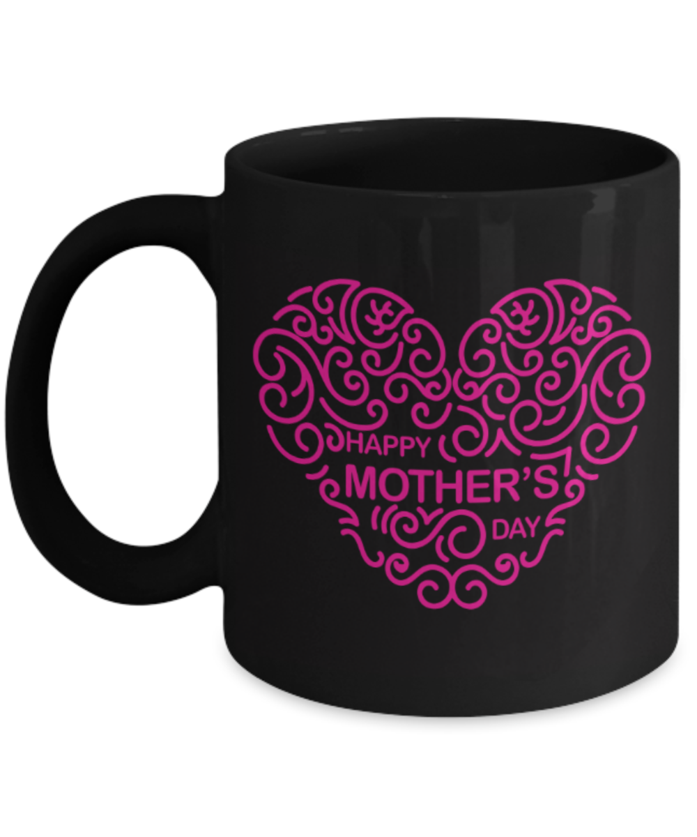 Mothere day gift - Happy mother's day - Black Porcelain Coffee Mug Cute Ceramic Cup 11 oz